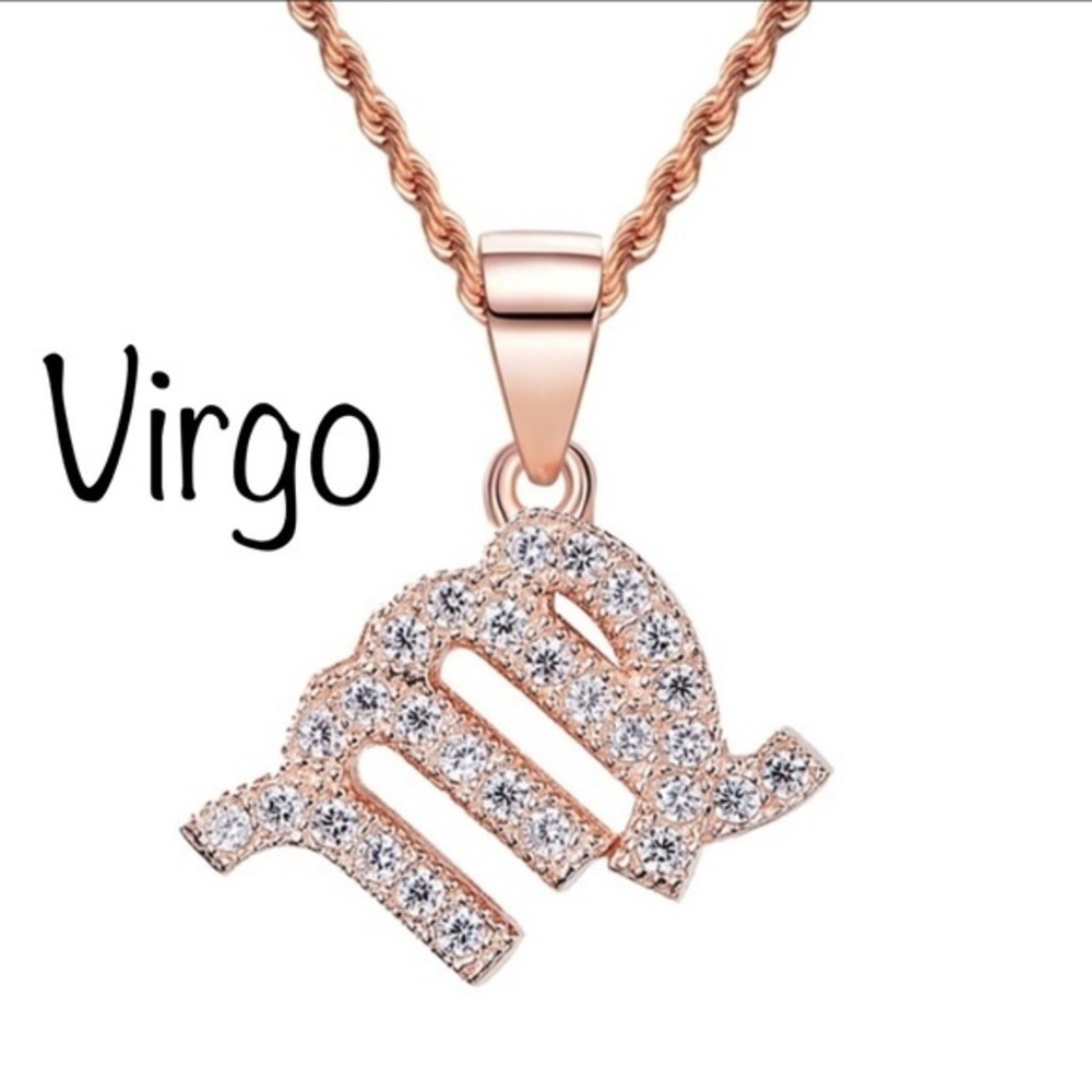 Virgo ♍️ Zodiac Rose Gold Rhinestone Necklace
